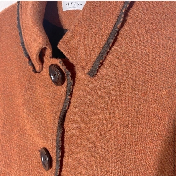 Iris Setlakwe Orange Wool Short Sleeve Button Up Blazer Jacket 8 - Picture 8 of 13
